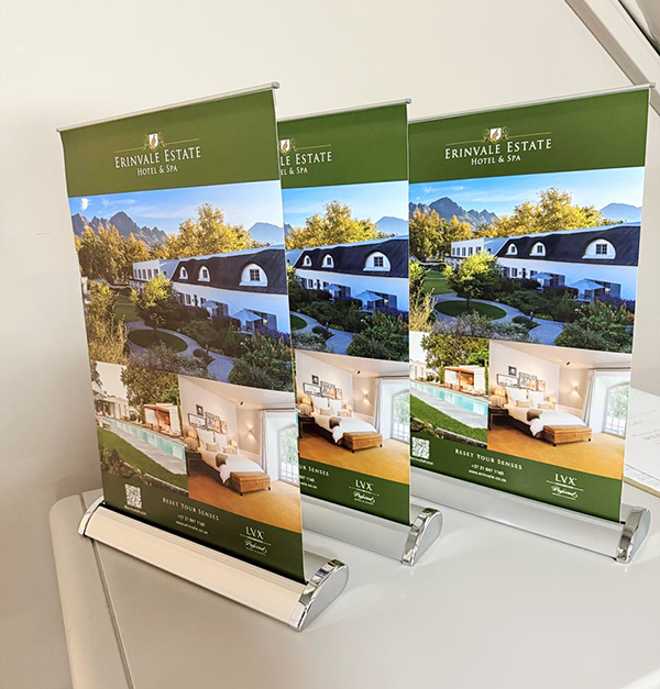Pull-up banners provided by Brand Monster for Erinvale Hotel and Spa.