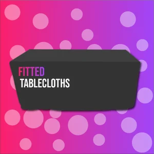 A fitted tablecloth on a trestle table. Produced by Brand Monster